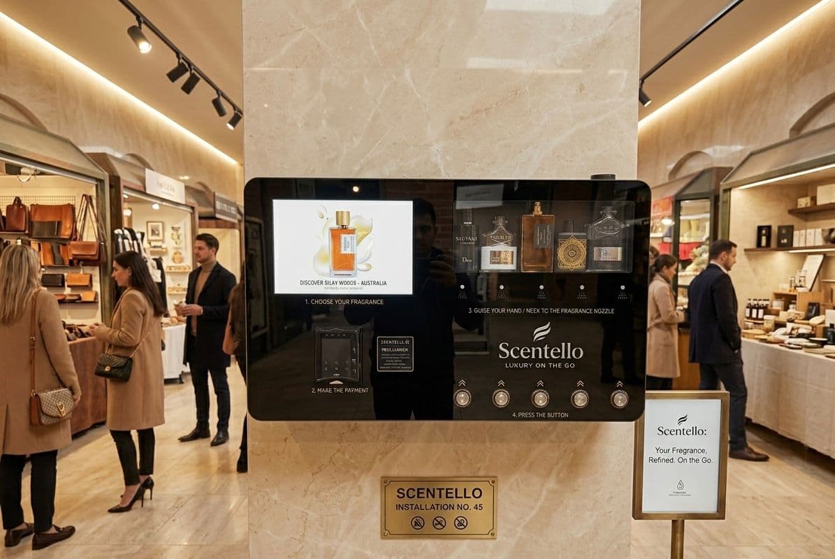 Scentello perfume vending machine in a premium UK venue